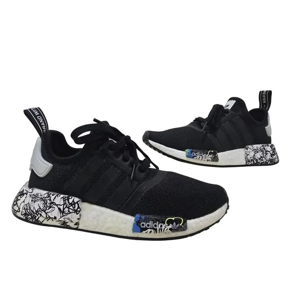 Adidas NMD_R1 J EH1383 'Black Graffiti' Black/White-Black Men's Size 5 Women's 7